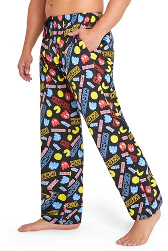 パックマン＼ＰＡＣ－ＭＡＮ Pac-Man Herren Pyjamahose, bequeme Baumwoll Freizeithose mit Taschen – Geschenke für Gamer (M, Mehrfarbig)