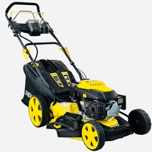 Tondeuse Thermique tractée 146cm3 - Fonction 4en1 - Coupe 46cm - 7 Hauteurs de Coupe - Démarrage Électrique - sans Tirer sur Le Lanceur pour démarrer - Easy Clean - Marque Francaise