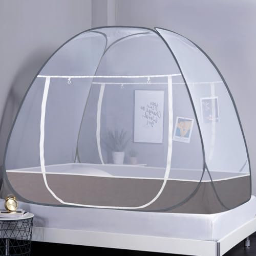 AMMER Portable Pop-Up Mosquito Net Tent, Folding Design with Waterproof Bottom, Double Door Insect Canopy, L80 x W72 x H60