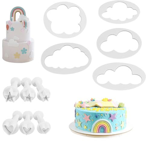 11 Pièces Nuage Fondant Coupe Gâteau Moule, Emporte-Pièces Nuage, Coupe Gâteau Nuage, pour Salle de Cuisson, Café, Décoration de Gâteaux