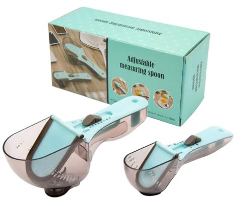 Kybelehoo 2 Stück Verstellbarer Messlöffel mit Skala,Multifunktionales Messschaufel Küchenwerkzeuge,Measuring Spoon with Scale für Trockene und Flüssige Zutaten