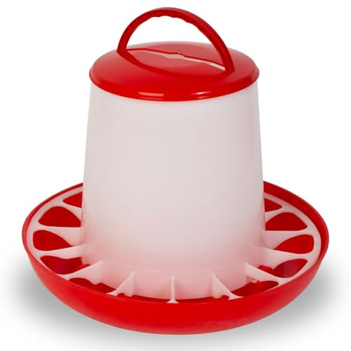 EBERTH Geflügel Futterautomat mit 3 kg Kapazität, Futtertrog, Huehnerfutter, Automatische Futterspender, PP-Copolymer, Zubehör für landwirtschaftliche Betriebe, Tragegriff