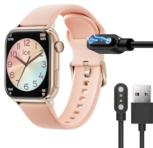 Lamshaw Magnétique Chargeur Compatible avec Ice Smart 2.0 1.96 Smart Watch,Magnétique Chargeur Montre Connectée USB Compatible avec Ice Smart 2.0 1.96 Smart Watch. (Noir)