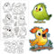 GLOBLELAND Lustige Vögel Silikonstempel Metall Stanzformen Malschablonen Für Die Kartenherstellung Blumen Schmetterlinge Stempel Stanzformen Cartoon Schablonen Set Für DIY Scrapbooking Kunsthandwerk