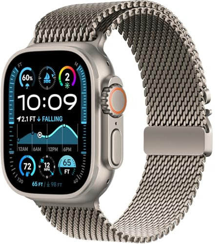 Milanaise Loop Armbänder Kompatibel mit Apple Watch Armband Ultra 2/Ultra 49mm 46mm 45mm 44mm Herren Damen, Einstellbar Metall Armband für iWatch Serie 10 SE 9 8 7 6 5 4, Schließe im Fallschirm-Stil