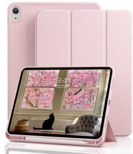 ZOPSGYU Hülle für iPad 11 Zoll A16 11./10. Generation 10,9 Zoll, Rosa | Hülle für iPad 2025/2022 mit Stifthalter, Weiche TPU Stoßfeste Case, Unterstützt Touch-ID, Auto Schlafen/Wachen