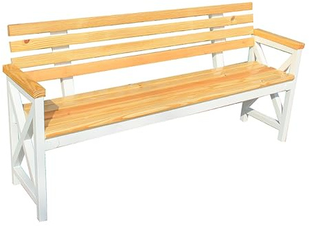 LHXLSH Stabile Parkbank, Parkbank Gusseisen Holz, Vintage Sitzbank für 2 Bis 3 Personen, Terrassenbank Mit Rücken- & Armlehnen, für Garten, Balkon, Terrasse(Yellow,120cm/47.2)