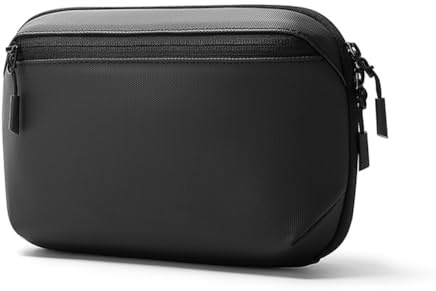 Fangxuee Waterproof Tech Pouch Multi-Layer Organizer Case Portable Gadget Bag for Travel Data Cable and USB Charger Storage Black