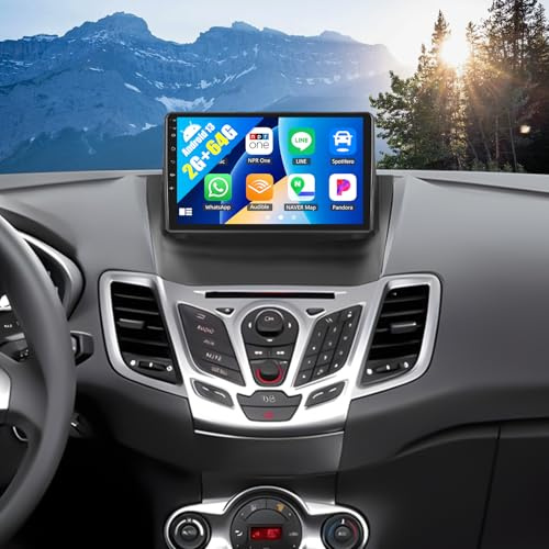 Android Car Stereo for Ford Fiesta 2009-2014 with Carplay Android Auto Mirror Link 9 inch Touchscreen with GPS Navigation WiFi 26UI Bluetooth FM Backup Camera