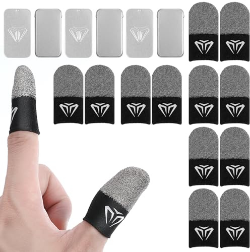 Wanmu 12 Stück Gaming Finger Sleeves Anti-Schweiß Silberfaser Touchscreen Fingerhülse Atmungsaktive Daumenhülle Fingerlinge Fingerabdeckung für Spiel Mobile Handschuhe Handy Controller Zocker Gadget