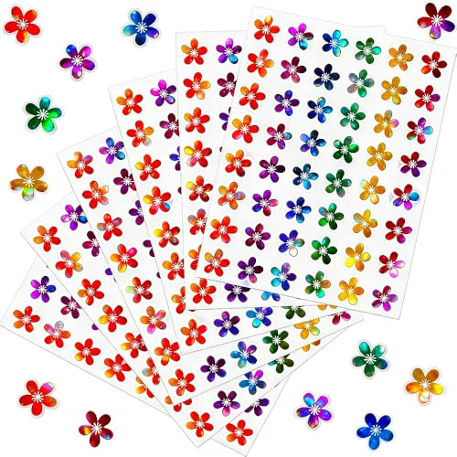 480 Stück/10 Blätter Glitzer Sticker Blumen Aufkleber, Glitzer Belohnungssticker Für Schüler Cute Blume Journal Kalender Scrapbook Stickers Selbstklebend Blumenaufkleber Für Laptop Journaling Koffer