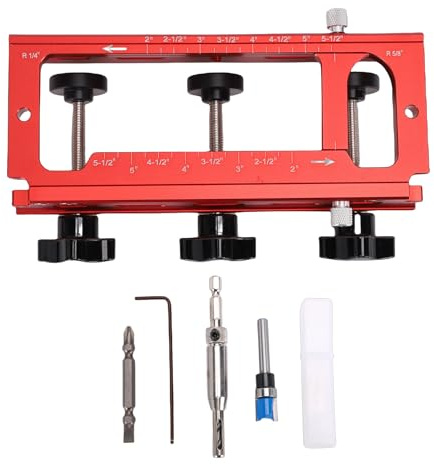 Oreilet Türscharnier-Vorrichtung, Türscharnier-Schablonen-Set aus Aluminiumlegierung füR Oberfräse, Verstellbare Einsteckvorrichtung füR 2,5-5 Zoll L T 3/8 3/4 Zoll R Quadratische
