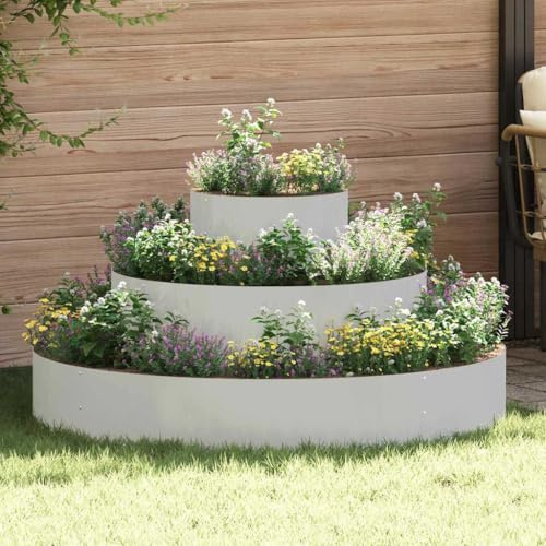 Frdhee Stabil Garten Beet, Stabil Gartenbeet, Gartenblumentopf Silber 120 x 120 x 20 cm Edelstahl Für Terrasse Balkon Gartencenter Dachgarten