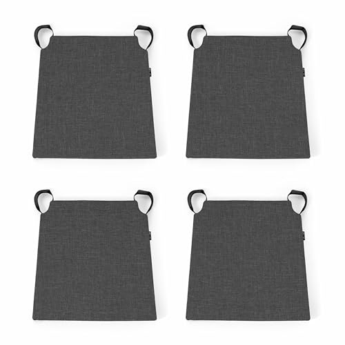 POKAR 4er Set Stuhlkissen mit Klettverschluss 41x35x40 cm (5 cm Dicke) | Trapezform Sitzkissen Polsterauflage | Stuhlauflage für Küche Esszimmer Terrasse Balkon | Oeko-TEX | Made in EU | Anthrazit