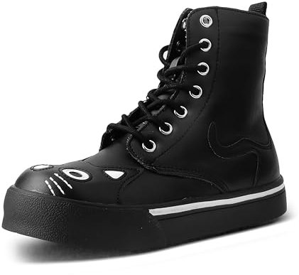 T.U.K. Kitty Combat Leather Boot - Damen-Stiefel - Farbe Schwarz Vegan - Größe EU37