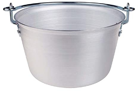 Pentole Agnelli Professional Aluminium 3 Mm. Polenta Pot with Bow Handle, Diameter 26 Cm, Silver