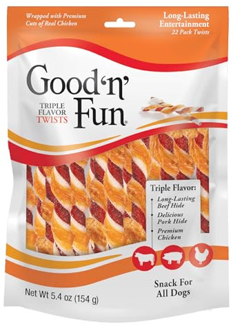 Good 'N' Fun Triple Flavor Twist Chews For Dogs, 22-Count