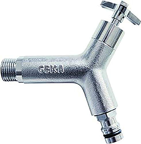 Geka Auslaufventil 1/2 Zoll mit Stecker, Messing vernickelt, Silber, 48 x 28 x 28 cm