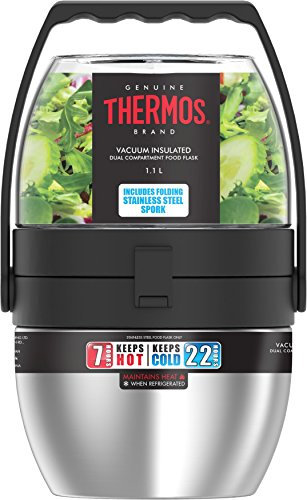 Thermos 470 Plus 590 ml Stainless Steel Dual Compartment Food Flask, Grey