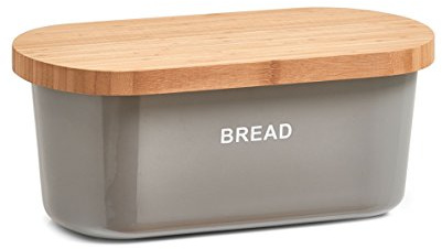 Zeller 25352 Brotkasten, Melamin/Bamboo, grau, 36 x 20 x 14.5 cm