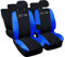 Lupex Shop Autositzbezüge kompatibel mit C3, Made in Italy, Polyestergewebe, kompletter Satz Vorder- und Rücksitze (Schwarz - Blau Royal)