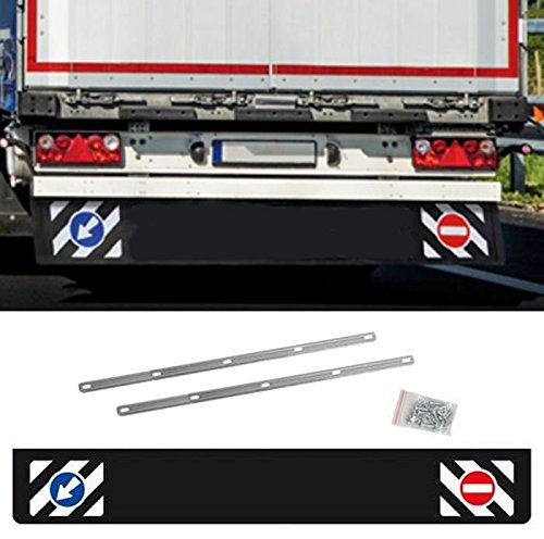 AutoScheich® Universal Schmutzfänger hinten lang 240x35cm LKW Anhänger Auflieger Schutz Spritzlappen mit Verkehrszeichen