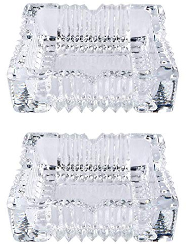 2PCS 4 inch Ashtray,Square Tabletop Glass Ashtray Smoke Collectible Deco
