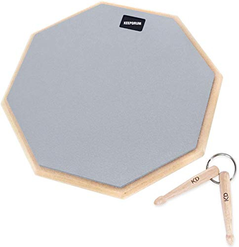 keepdrum DP-GY12 Drum Pad Practice Pad Grau 12 + Schlüsselanhänger Mini-Drumsticks