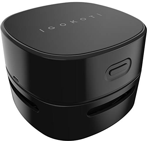 IGOKOTI Desk Vacuum Crumb Cleaner Mini Rechargeable Tabletop Vacuum, Desktop Table Dust Cleaner for Laptop PC Keyboard Office Clean Brushes Car Pet House Cleaning Tools (Black)
