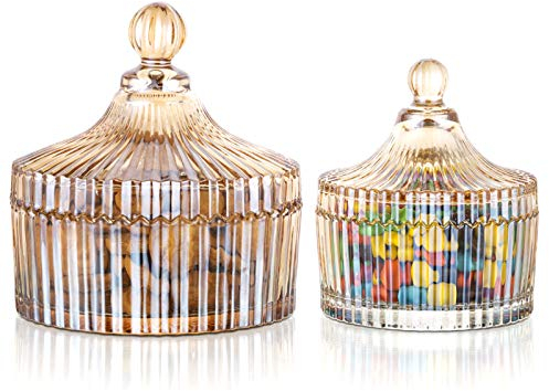 Süße Gläser mit Deckel Vintage Glasgefäße Kleine + große Vorratsgläser für Süßigkeiten, Schokolade, Bohnen, Kekse, Kekse, Zucker für Geburtstagsgeschenke, Weihnachten, Party, Hochzeit, Küche