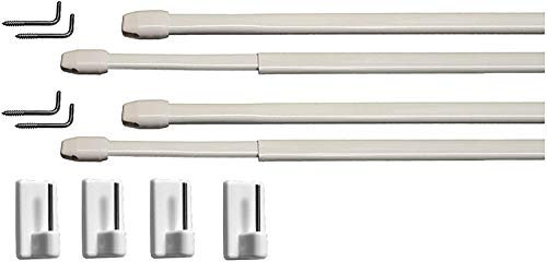 tilldekor Vitragestange, ausziehbare Gardinenstange, weiß, 100-190 cm flach-oval, 2 Stück, inkl. 4 Schraubhaken und 4 Selbstklebehaken