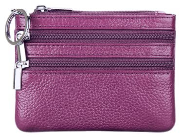 HXT-OAK Portefeuille Universel en Cuir pour Homme et Femme Portefeuille de Carte de Crédit Mini Petit Portefeuille avec Porte-clés avec 3 Compartiments pour Billets et Cartes (Violet)