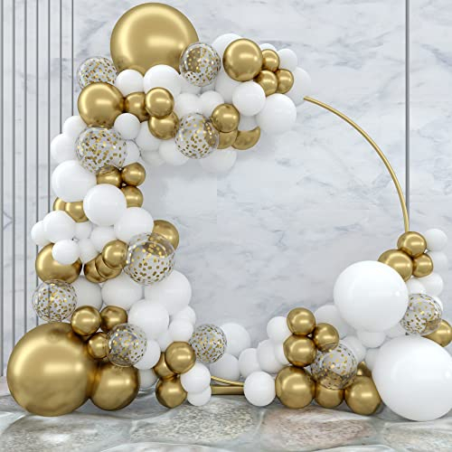 Weißgold-Ballonbogen-Set, 127 Stück, Weißgold-Ballon-Girlanden-Kit, Gold-Konfetti-Latex-Luftballons, DIY-Ballons für Jungen, Mädchen, Babyparty, Hochzeit, Geburtstag, Party, Verlobung, Dekorationen