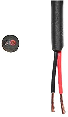 Thin Wall Cable Twin 2 Core 12v 24v Black Red Round PVC Wire Auto Marine Solar (0.50mm2 11A, 2 Metre Coil)