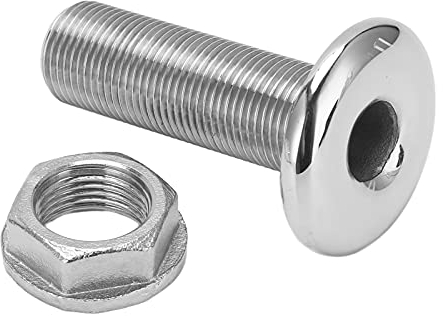 Borddurchlass Verschraubung 59mm Lange 3/8 Zoll 316 Edelstahl Thru Hull Fitting Anschluss Wasserablauf Auslass Universelle Borddurchbruch Bord Durchführung für Boote, Yachten, Marine