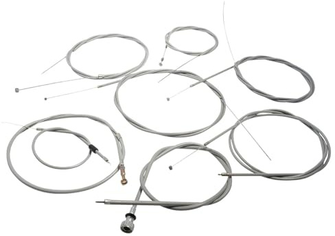 2EXTREME Seilzugkit mit Tachowelle PTFE kompatibel mit Vespa PX 125-200 | Edelstahl, Komplettset mit 2x Gang-, Kupplungs-, Gas-, Choke- und Bremszügen, Tachowelle; kompatibel mit Vespa P80 E / P80 X