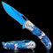 Vividstill Taschenmesser für Männer, cool blau Klappmesser mit Titanplattiert Prägen 3D Wolf, gute Geschenk Edc Messer für Männer Outdoor Überleben Camping(blau)