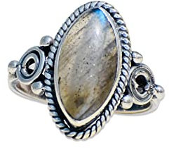 Bague Labradorite, bague en argent 925, bague faite à la main, bague Marquise Labradorite, bague de créateur, bague de déclaration, bague de pierres précieuses (54)