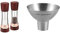Bundle of Cole & Mason Derwent Chestnut Rose Gold Salt and Pepper Mills, Adjustable Grind, Stained Beech/Acrylic, 190mm + Cole & Mason Dover Stainless Steel Funnel, Salt & Pepper Refill Tool