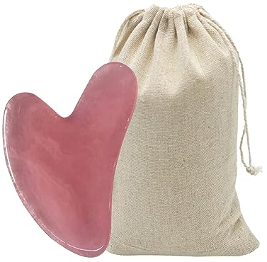 Tadipri Gua Sha - Gua Sha Viso - Pietra Gua Sha Giada Quarzo Rosa - Trattamento Del Viso Guasha - Terapia Di Agopuntura Del Viso - Ridurre Le Linee Sottili E Le Rughe (Quarzo Rosa)
