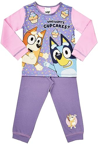 Bluey Girls Pyjamas Character Nightwear Set Who wants Cupcakes?, Multicoloured, Age 3-4 Years