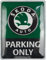 Nostalgic-Art Retro Blechschild, 30 x 40 cm, Skoda – Parking Only – Geschenk-Idee für Skoda-Zubehör Fans, Original Lizenzprodukt (OLP), aus Metall, Vintage Design, Blechschilder Sprüche