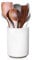 LoeJan 3 Compartment Utensil Holder, Extra Large Crock, Stable Ceramic Organizer, Cooking Tool Set for Kitchen Counter Farmhouse Decor (F-6.7 White)