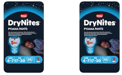 DryNites saugfähige Nachtwindeln bei Bettnässen, Für Jungen 4-7 Jahre (17-30 kg), 3 x 10 Stück : 30 Windel-Pants, Höschenwindeln, Windelhöschen (Packung mit 2)