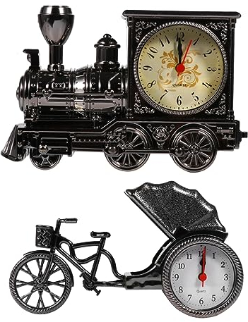 Abaodam 1Stk Uhrenverzierungen wecker die Büroeinrichtung Auto Dekorationen Retro-Desktop-Ornamente Vintage Desktop-Ornamente Zugverzierung Heimuhr Büro-Desktop-Uhr Tischuhr Plastik Bahn