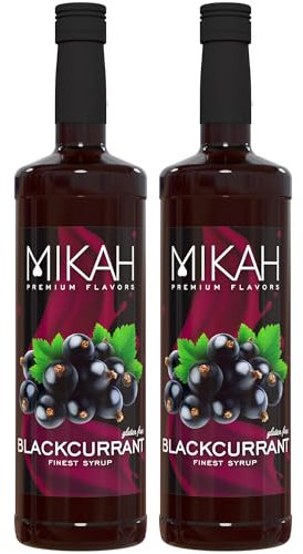 Mikah - Premium Flavors - Blackcurrant (Ribes Nero) x2 | Sciroppo Per Drink e Dessert | Uso Professionale | 2 Bottiglie da 1 Litro (2x1000ml)