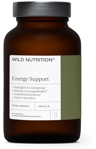 WILD NUTRITION Food-Grown® Energy Support – Natuerliches Nahrungsergaenzungsmittel fuer mehr Energie mit Eisen, Vitamin C und Magnesium – aus ethischem Anbau – zur Aufrechterhalten – 60 Kapseln