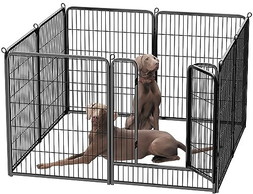 HOMIDEC Dog Pen, 8 Panel Puppy Pen with Door, High 100cm Indoor/Outdoor Pet Exercise Playpen, Portable Detachable Animal Run Enclosures for Dogs, Puppies, Cats, Rabbits and Other Animals (Black)