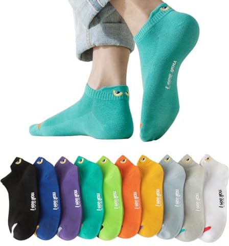 GEYIWSSXY Bunte Socken Herren Baumwolle Lustige Socken Sneaker Kurze Lässig Sports Socken (Mehrfarbig-C-10 Paare)