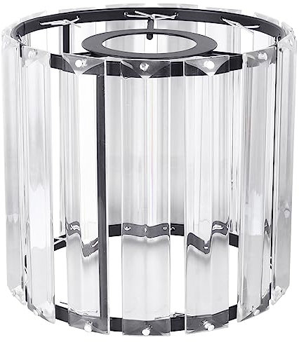 Veemoon Small Clear Crystal Barrel Lampshade, Modern Style Glass Cylinder Lampshade Hanging Ceiling Light Cover Accessories for Island Light Floor Table Lamp, 4.7 H (Middle Hole 3CM)